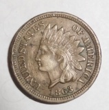 1863 INDIAN HEAD CENT AU-58