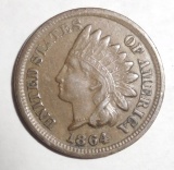 1864 BRONZE INDIAN HEAD CENT AU-58