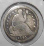 1840 SEATED HALF DIME VG