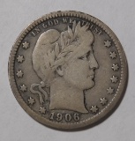 1906 BARBER QUARTER VF