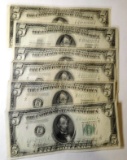 LOT OF SIX 1950/1953 $5.00 NOTES VG-VF (6 NOTES)