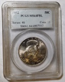 1952 FRANKLIN HALF DOLLAR PCGS MS-64 FULL BELL LINES