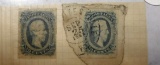 LOT OF TWO CONFEDERATE POSTAGE STAMPS POSTMARKED SEPT. 25, 1863?? (2 STAMPS)
