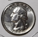 1957-D WASHINGTON QUARTER GEM BU MS-65