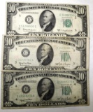 LOT OF THREE $10.00 FEDERAL NOTES F-XF (3 NOTES)