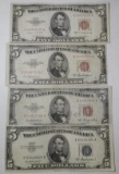 LOT OF FOUR 1953 $5.00 FEDERAL NOTES VF-AU (4 NOTES)