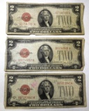 LOT OF THREE 1928-G $2.00 NOTES G/VG (3 NOTES)