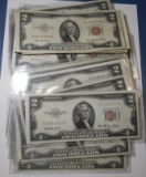 LOT OF SIXTY SIX 1953 $2.00 NOTES GD-AU (66 NOTES)