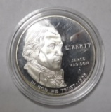 1993-S JAMES MADISON PROOF SILVER DOLLAR ROUND