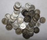 ROLL OF MIXED DATE MERCURY DIMES GOOD-XF (50 COINS)