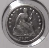 1850 SEATED HALF DIME VF