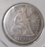 1877-CC SEATED DIME VF-35