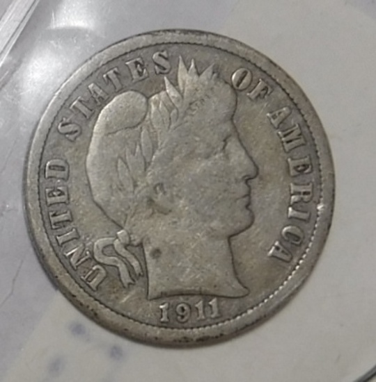 1911-D BARBER DIME FINE