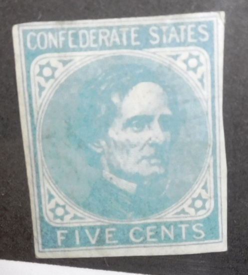 CONFEDERATE FIVE CENT POSTAGE STAMP VF