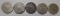 LOT OF FIVE SHIELD NICKELS AVE. CIRC. (5 COINS)