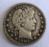 1904-O BARBER QUARTER XF