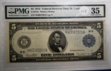 1914 $5.00 FEDERAL NOTE ST. LOUIS PMG VF-35 PINHOLES