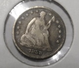 1858 LIBERTY SEATED HALF DIME VG