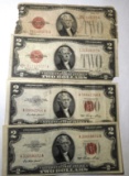 LOT OF FOUR MIXED DATE $2.00 NOTES (4 NOTES)