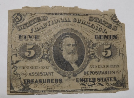 1863 FIVE CENT FRACTIONAL NOTE