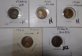 LOT OF FIVE MISC. DATE LINCOLN CENTS (5 COINS)