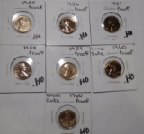 LOT OF SEVEN GEM PROOF LINCOLN CENTS 1955-1960 (7 COINS)