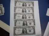 LOT OF SEVEN CONSEC. # 1957-B $1.00 SILVER CERTIFICATES CRSIP GEM UNC (7 NOTES)