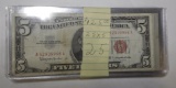 LOT OF TWENTY FIVE 1963 $5.00 FEDERAL NOTES AVE. CIRC. (25 NOTES)