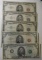 LOT OF FIVE MISC. DATE $5.00 NOTES FINE-CRISP UNC (5 NOTES)