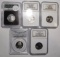 LOT OF FIVE MISC. DATE/GRADE SILVER/CLAD CERTIFIED QUARTERS (5 COINS)