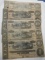 LOT OF NINE 1864 $10.00 CONFEDERATE NOTES (SOME PINHOLES/TEARS)