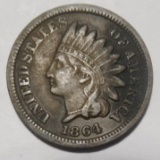 1864 BRONZE INDIAN CENT VF/XF (90% REV. ROTATED DIES)