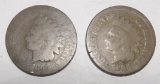LOT OF TWO 1866 INDIAN CENTS AVE. CIRC. (2 COINS)