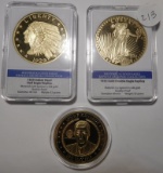 LOT OF THREE 24K GOLD LAYERED REPLICAS COINS (3 COINS)