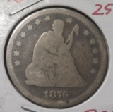 1876 LIBERTY SEATED QUARTER GOOD