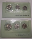 LOT OF 1979 & 1980 DOLLAR SOUVENIR SETS (2 SETS)