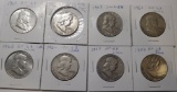 LOT OF EIGHT FRANKLIN HALF DOLLARS AVE. XF-UNC (8 COINS)