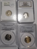 LOT OF FOUR SLABBED MISC. DATE/GRADE JEFFERSON NICKELS (4 COINS)