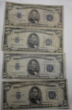 LOT OF ONE 1953-A & SEVEN 1934 $5.00 NOTES AVE. VG (8 NOTES)