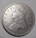 1838 BUST HALF DOLLAR XF CLEANED