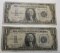 LOT OF TWO 1934 $1.00 SILVER CERTIFICATES AVE. CIRC. (TEARS)