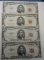 LOT OF FOUR $5.00 FEDERAL NOTES XF/AU (4 NOTES)