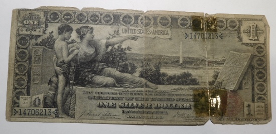 1896 $1.00 SILVER CERTIFICATE (TAPE REPAIR)