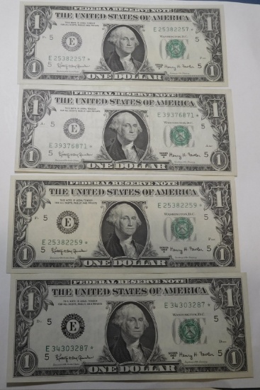 LOT OF FOUR 1963 $1.00 FEDERAL STAR NOTES CRISP UNC. (4 NOTES)