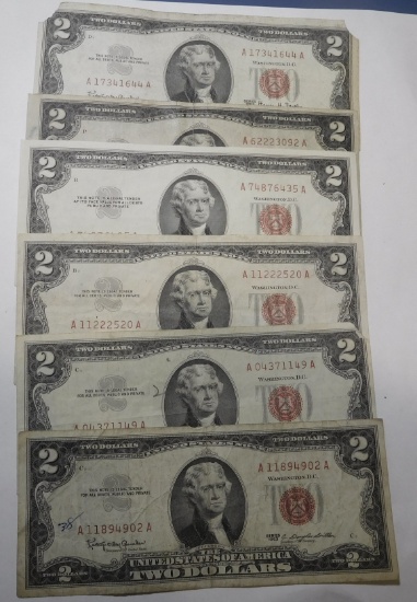 LOT OF TWENTY ONE $2.00 NOTES VG-UNC INCL. STAR NOTE (21 NOTES)