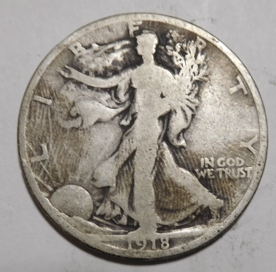 1918-D WALKER HALF DOLLAR VG