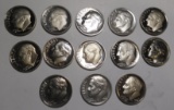 LOT OF THIRTEEN MISC. DATE PROOF CLAD ROOSEVELT DIMES (13 COINS)