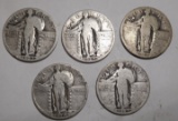 LOT OF FIVE S.L. QUARTERS AVE. CIRC. (5 COINS)