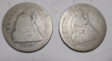 LOT OF TWO LIBERTY SEATED QTRS. (2 COINS)