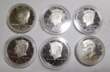 LOT OF SIX CLAD PROOF KENNEDY HALF DOLLARS (6 COINS)